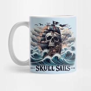 Pirate Ship, Skull Sails Mug